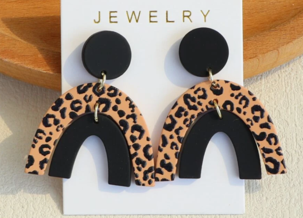 Leopard Pattern Geometric Drop Earring (5 Sets)