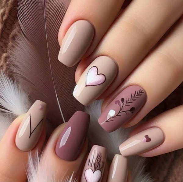 24pcs of Long T-Shaped Pressed On Nail (5 Sets)