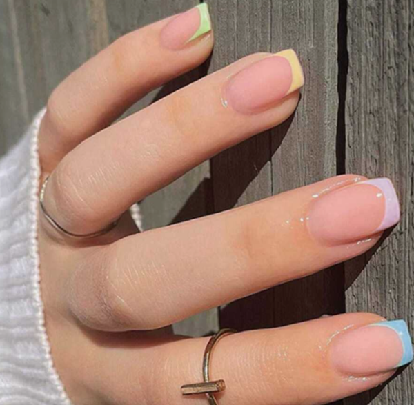 24pcs Multicolor Square Nail Set (5 Sets)