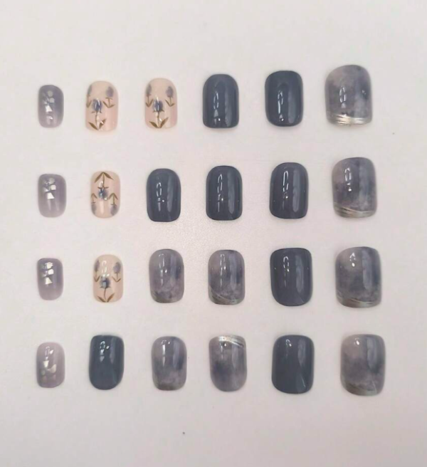 24pcs Square Short Nails with Blue Orchid (5 Sets) - Image 3