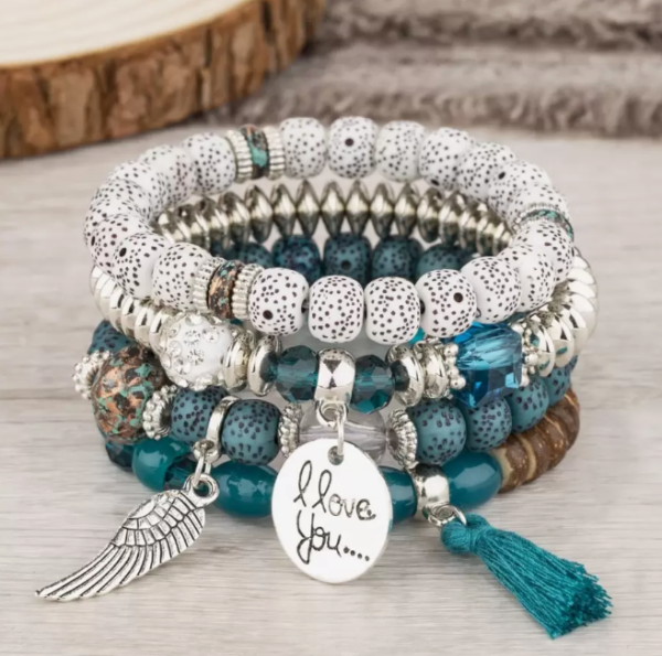 4pcs Tassel Charm Beaded Bracelet (5 Sets) - Image 4
