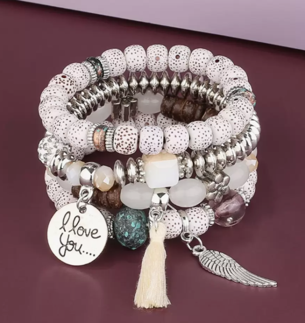 4pcs Tassel Charm Beaded Bracelet (5 Sets) - Image 2