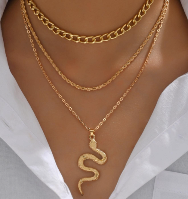 3pcs Fashion Snake Decor Chain Necklace (5 Sets)