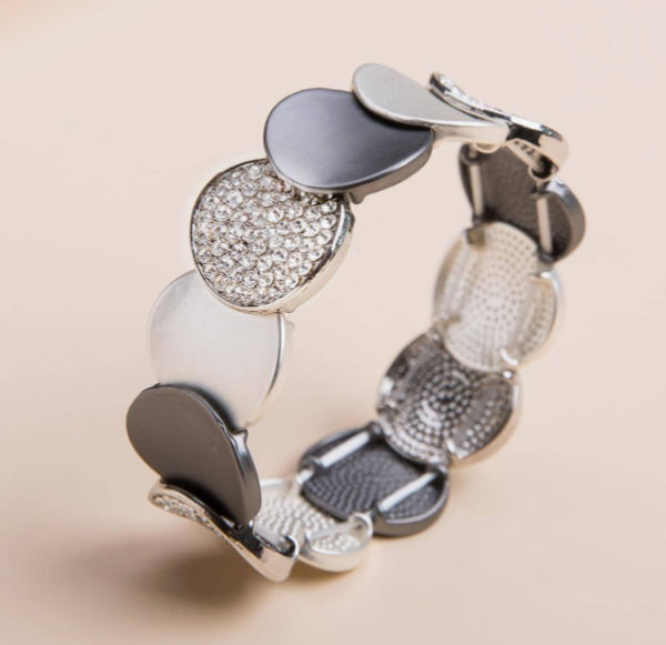 Fashionable Rhinestone Round Decor Bangle (5 Sets) - Image 2