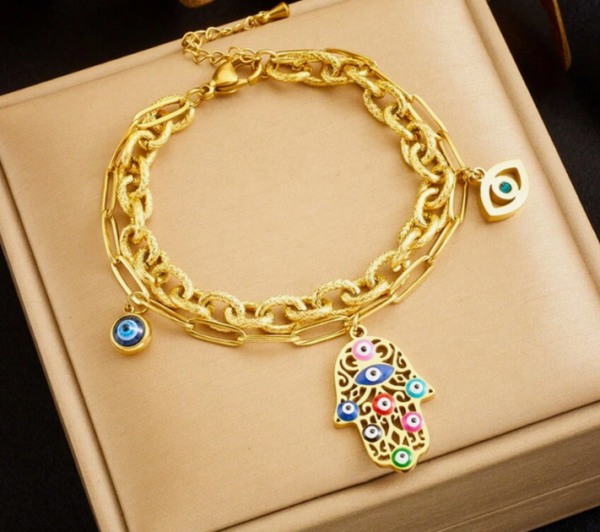 Bohemian Style Eye & Colored Oil Drop Design Bracelet (5 Sets)