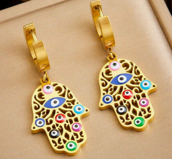 Bohemian Style Eye & Colored Oil Drop Design Earring (5 Sets)