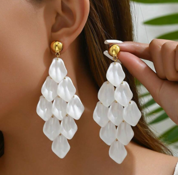 Geometric Tassel & Leaf Dangle Earring (5 Sets)