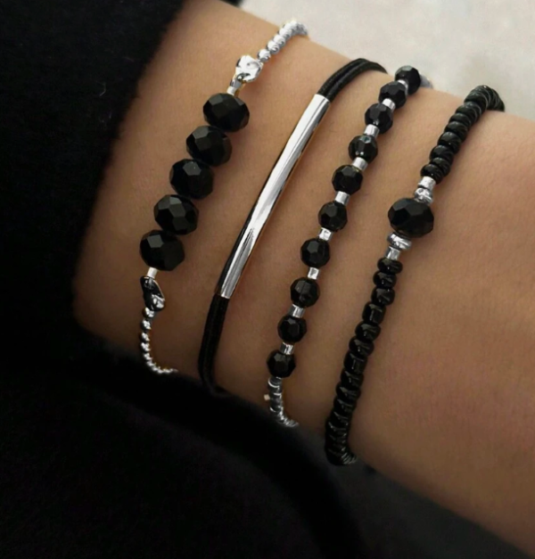 4pcs Fashion Crystal Handmade Bead Bracelets (5 Sets) - Image 3