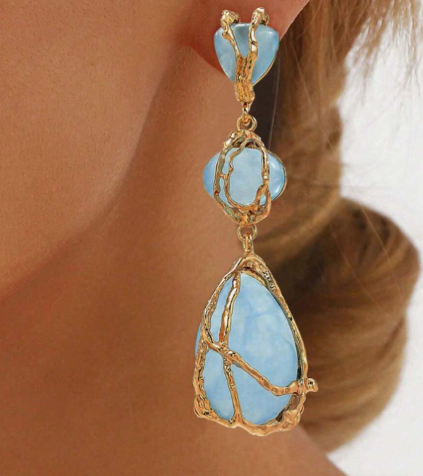 Boho Statement Resin Stone Long Dangle Earring (5 Sets)
