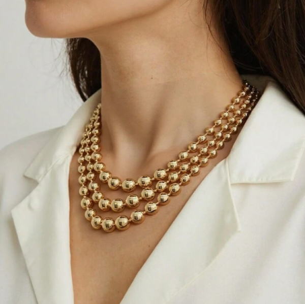 3pcs Chunky Round Beads Necklace (5 Sets)