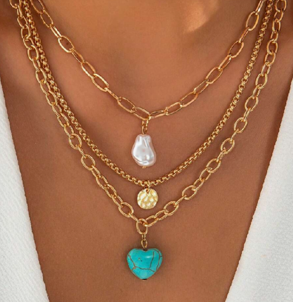 3pcs Fashionable Faux Pearl Beaded Necklace (5 Sets) - Image 2
