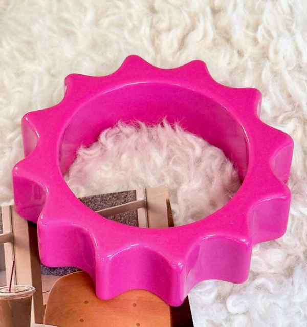 Fuchsia Asymmetrical Circle & Gear Bracelet (5 Sets) - Image 7