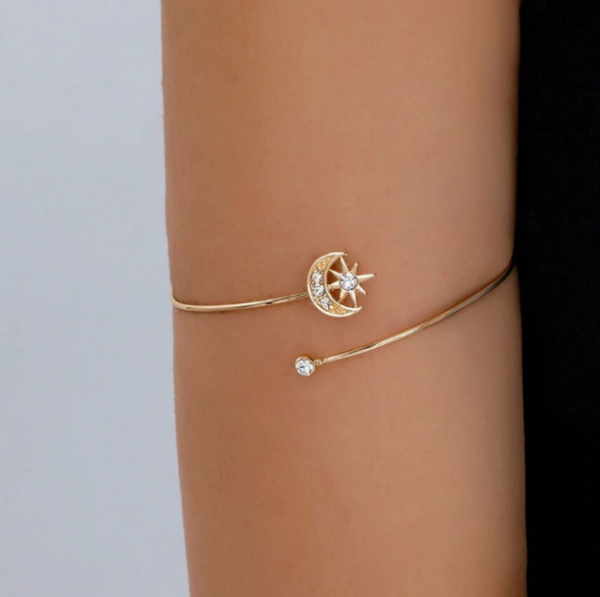 Golden Color Zirconia Moon Star Arm Cuff (5 Sets)