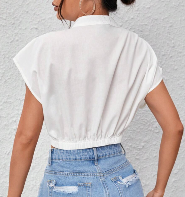 Essence Twist Front Batwing Sleeve Button Front Shirt (5 Sets) - Image 4