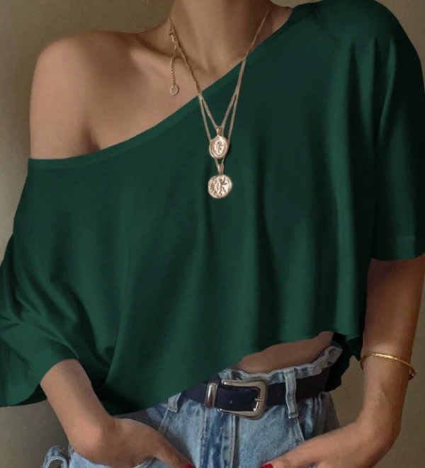 EZ Wear Knit Loose Fit Off-Shoulder Top with Wide Collar (5 Sets) - Image 24