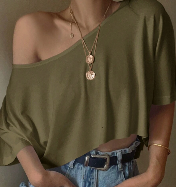 EZ Wear Knit Loose Fit Off-Shoulder Top with Wide Collar (5 Sets) - Image 28