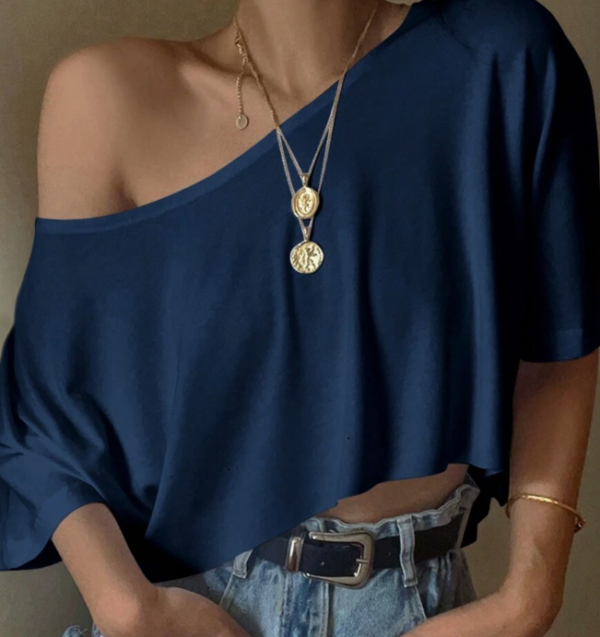 EZ Wear Knit Loose Fit Off-Shoulder Top with Wide Collar (5 Sets) - Image 13