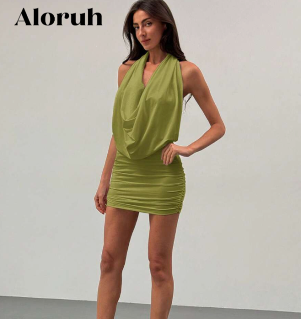 Minimalist Plunging Neck Backless Bodycon Mini Dress (5 Sets) - Image 8