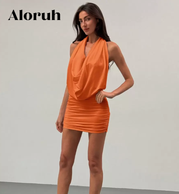 Minimalist Plunging Neck Backless Bodycon Mini Dress (5 Sets)