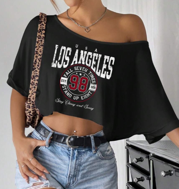 EZ Wear Knit Loose Fit Off-Shoulder Top with Wide Collar (5 Sets)