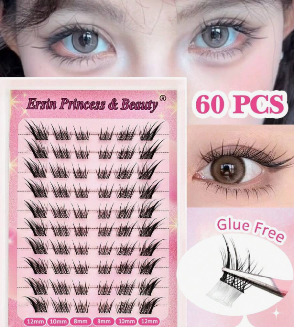 60pcs Self-Adhesive Cat-Eye Lashes 8-16mm Mixed Length Kit (5 Sets) - Image 8