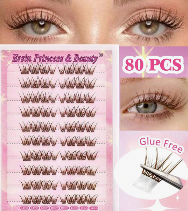 60pcs Self-Adhesive Cat-Eye Lashes 8-16mm Mixed Length Kit (5 Sets) - Image 4