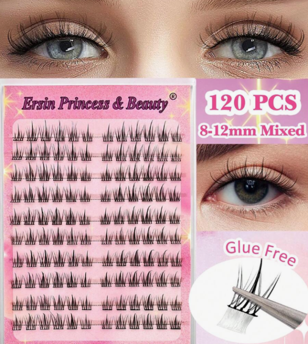 60pcs Self-Adhesive Cat-Eye Lashes 8-16mm Mixed Length Kit (5 Sets) - Image 3
