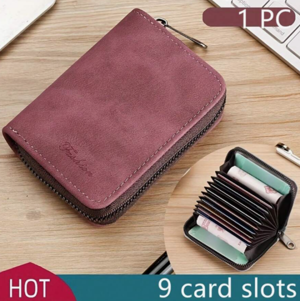 9 Slots Zipper Around ID Card Case (5 Sets)