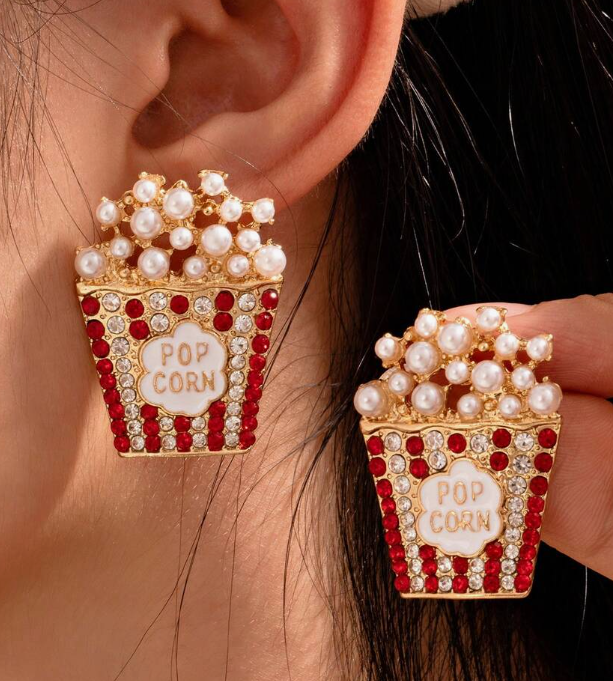 Exaggerated Rhinestone Popcorn Design Earring (10 Sets)