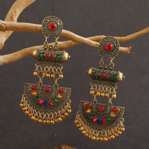 Rhinestone Decor Bead Tassel Drop Earring (10 Sets)