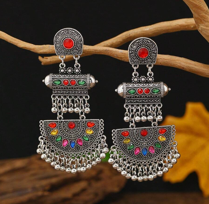 Rhinestone Decor Bead Tassel Drop Earring (10 Sets) - Image 2