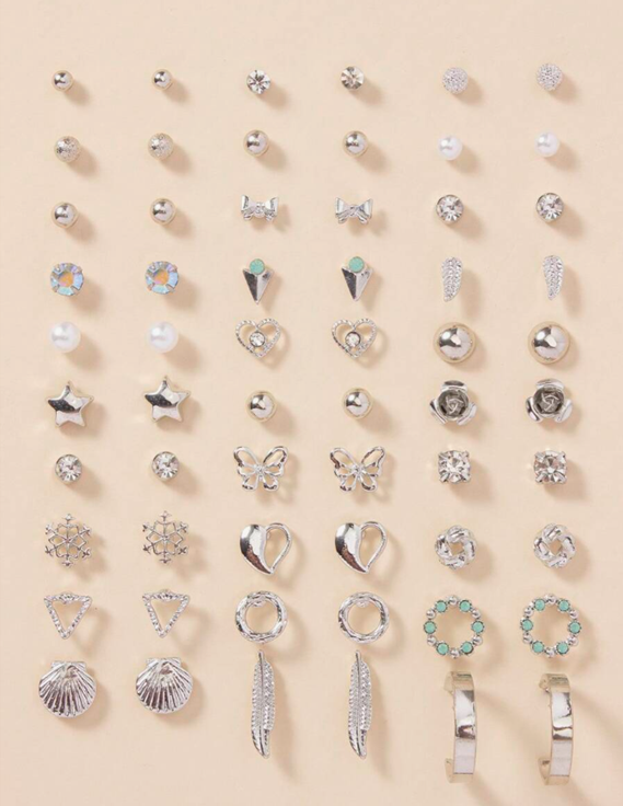 30 Pairs/set Exquisite Faux Pearl, Flower, Heart & Bow Shaped Metal Earring (10 Sets)