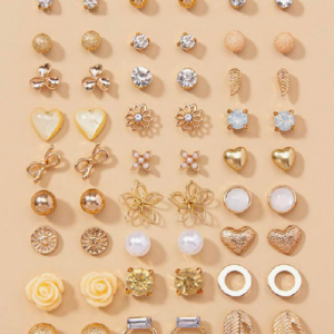 30 Pairs/Set Exquisite Metal Faux Pearl Bowknot Earring (10 Sets)