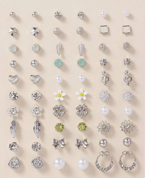 30 Pairs/Set Fashion Zinc Alloy Rhinestone Earring (10 Sets)