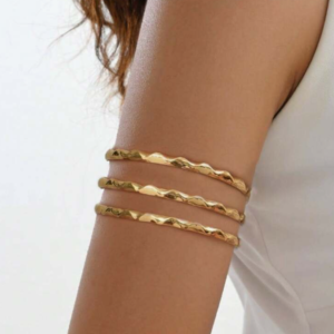 Three-Layered Gold Color Wavy Armlet (10 Sets)