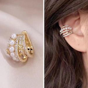 Exquisite Cubic Zirconia & Faux Pearl Decor Ear Cuff (10 Sets)