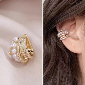 Exquisite Cubic Zirconia & Faux Pearl Decor Ear Cuff (10 Sets)