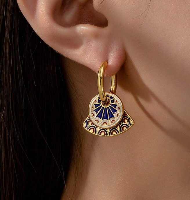 Copper Enamel Four-Leaf Earring (10 Sets)