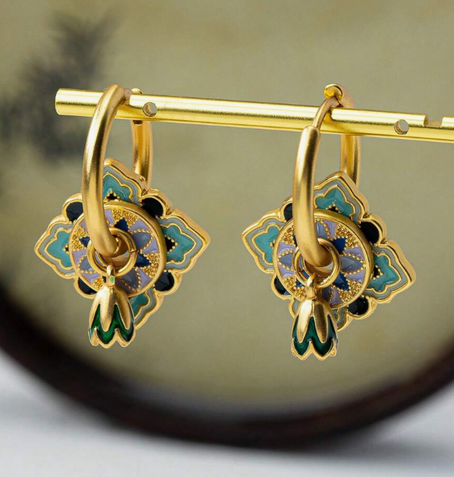 Copper enamel Hoop Earring (10 Sets)