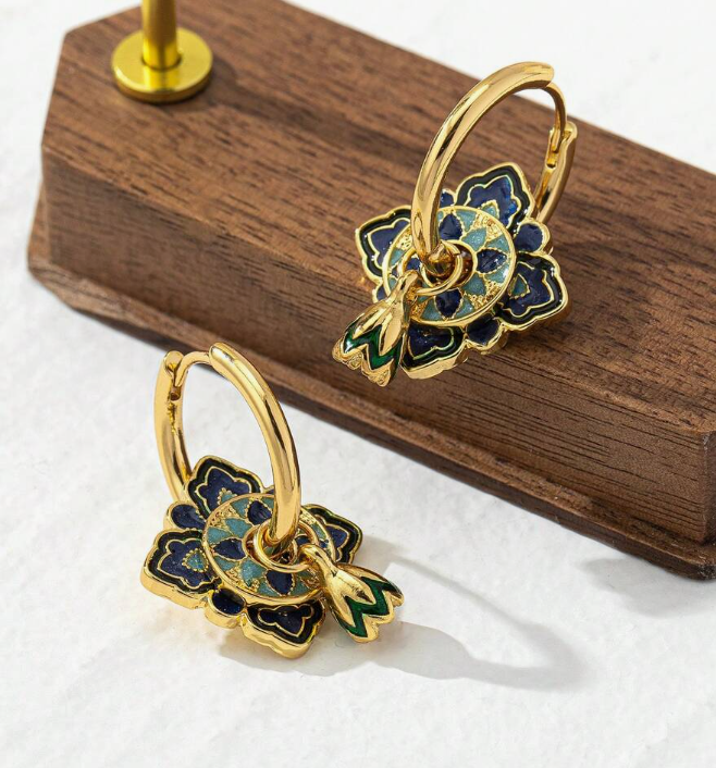 Copper Alloy Macarons Series 4 Leaf Earring (10 Sets)