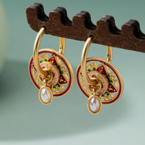 Vintage Hollow Embossed Round Enamel Earring (10 Sets)