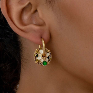 Copper Colorful Enamel Clover Earring (10 Sets)