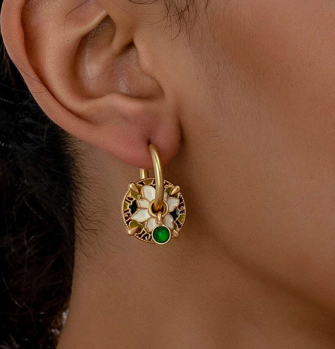 Copper Colorful Enamel Clover Earring (10 Sets)