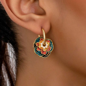 Macaron Series Golden Enamel Five Leaf Clove Earring (10 Sets)