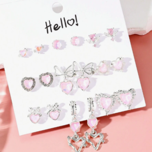 18pcs/set Elegant Pink Tone Earring Set (10 Sets)