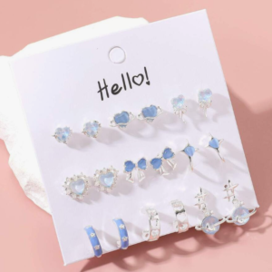 18pcs/set Elegant Asymmetric Random Blue Earring (10 Sets)