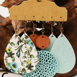 3 Pairs Geliti Light and Soft Leather Flower Earring (10 Sets)