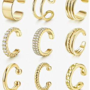 9pcs/set Minimalist Metal Geometric Crystal Ear Cuff (10 Sets)