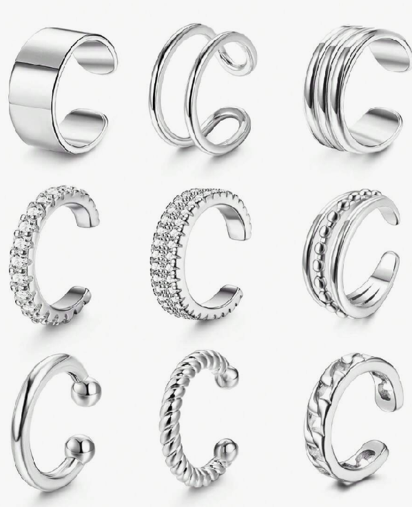 9pcs/set Minimalist Metal Geometric Crystal Ear Cuff (10 Sets) - Image 2