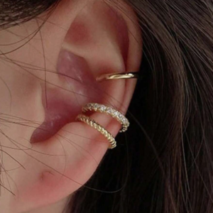 3pcs/set Fashionable Minimalist Rhinestone Clip Earring (10 Sets)